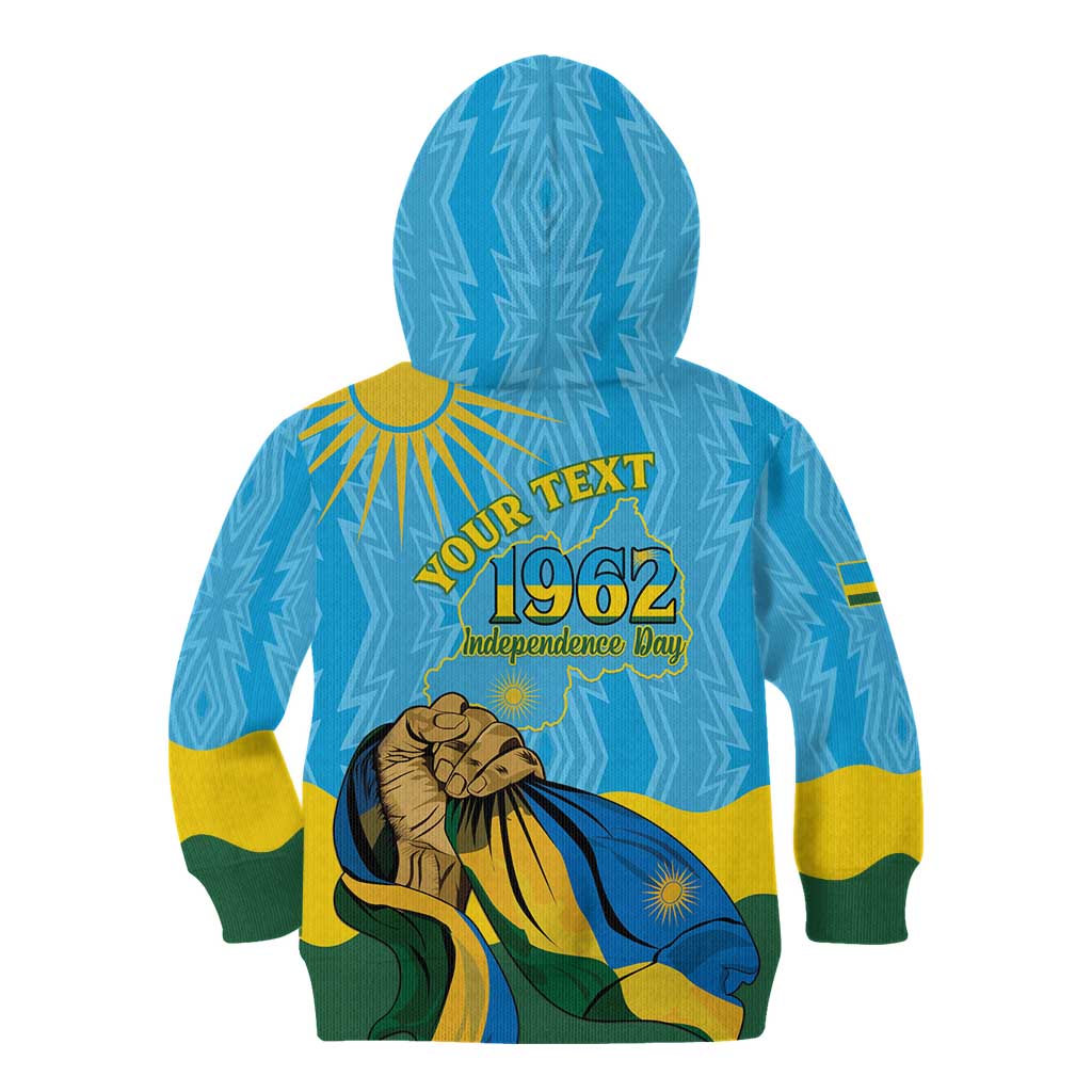 Personalized Rwanda Independence Day Kid Hoodie Coat Of Arms Imigongo Pattern