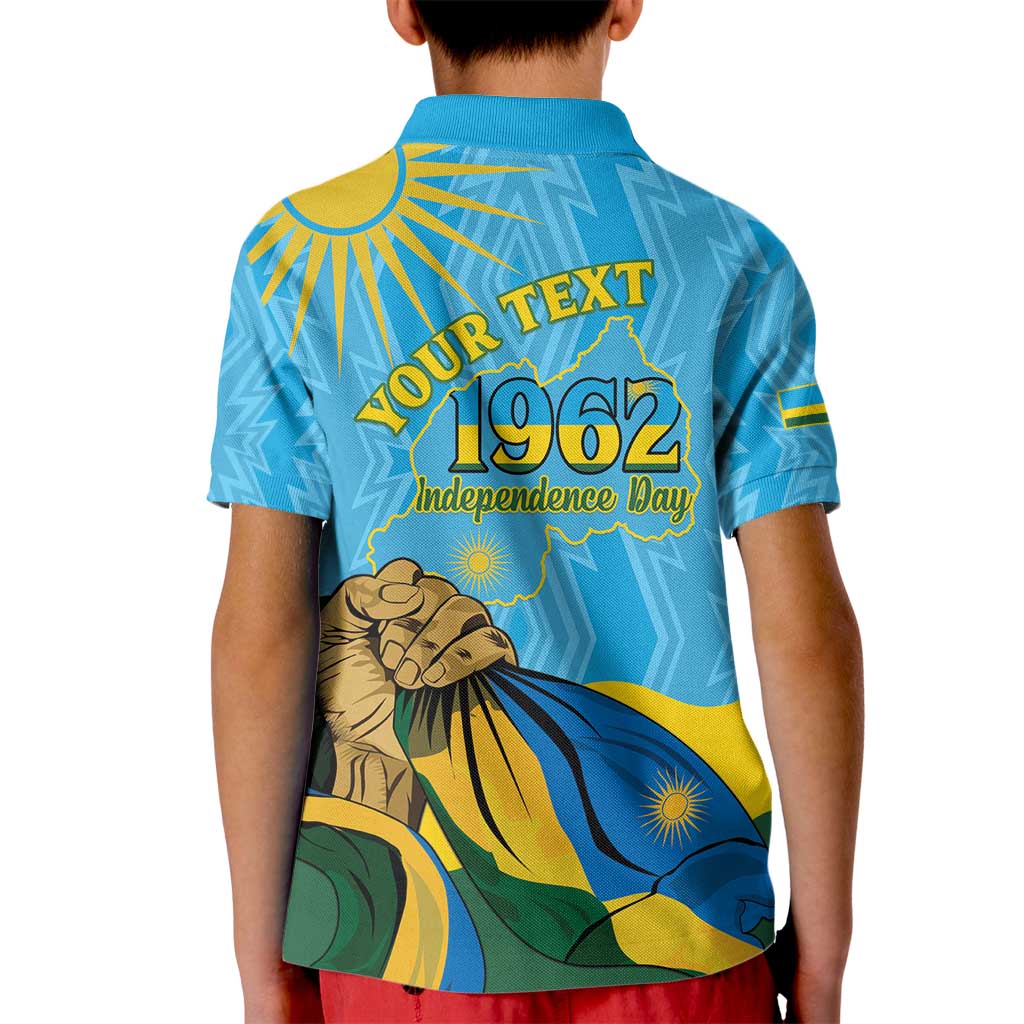 Personalized Rwanda Independence Day Kid Polo Shirt Coat Of Arms Imigongo Pattern