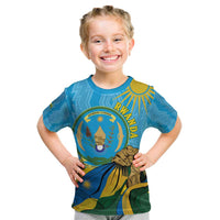 Personalized Rwanda Independence Day Kid T Shirt Coat Of Arms Imigongo Pattern