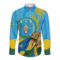 Personalized Rwanda Independence Day Long Sleeve Button Shirt Coat Of Arms Imigongo Pattern