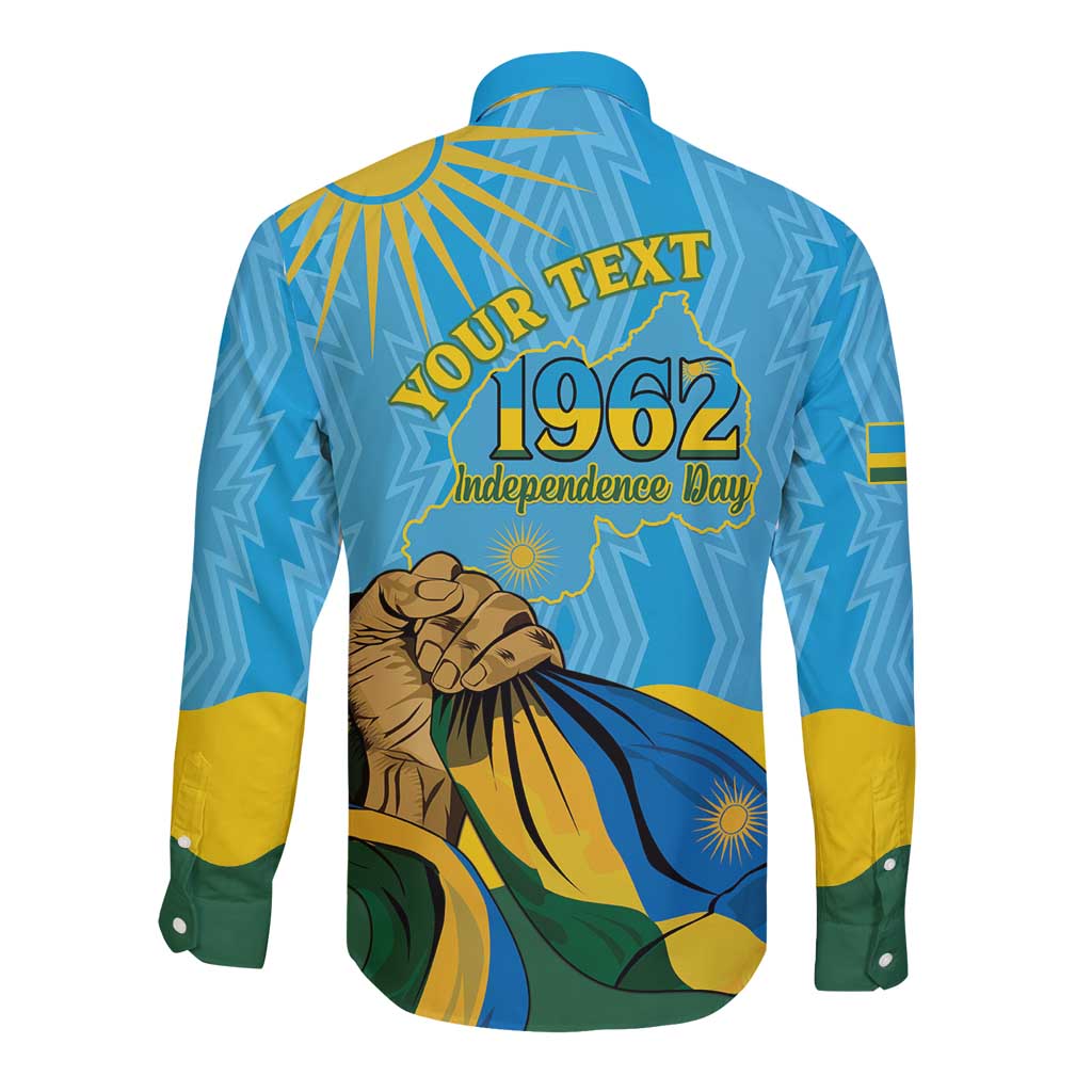 Personalized Rwanda Independence Day Long Sleeve Button Shirt Coat Of Arms Imigongo Pattern