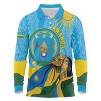 Personalized Rwanda Independence Day Long Sleeve Polo Shirt Coat Of Arms Imigongo Pattern