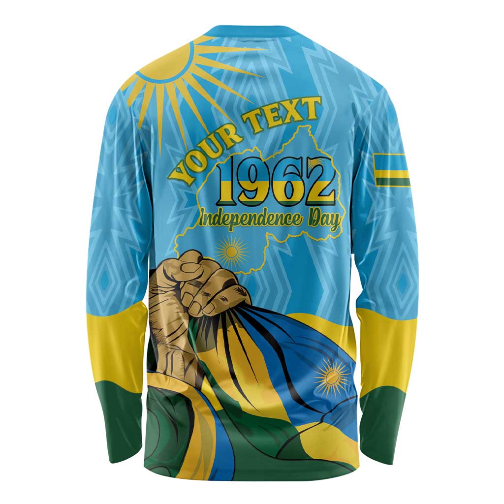 Personalized Rwanda Independence Day Long Sleeve Shirt Coat Of Arms Imigongo Pattern