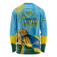 Personalized Rwanda Independence Day Long Sleeve Shirt Coat Of Arms Imigongo Pattern