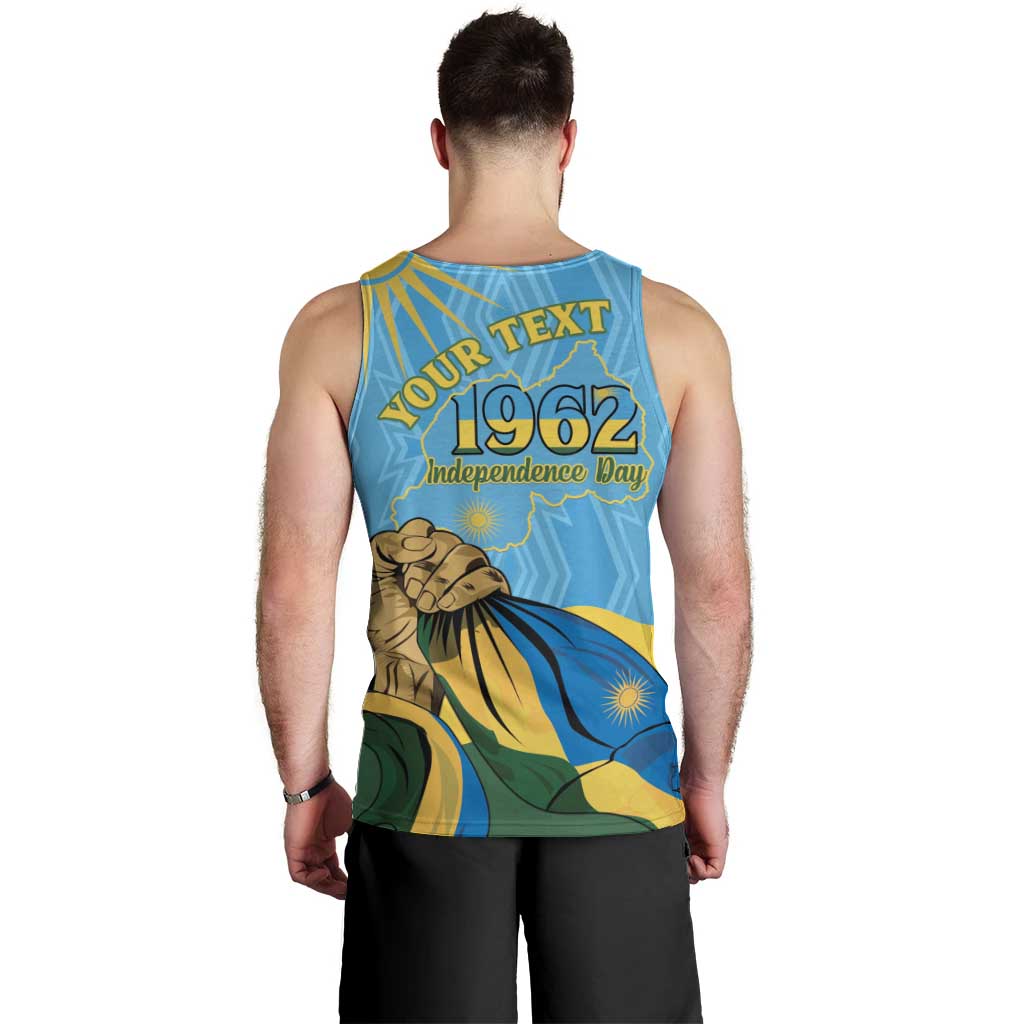 Personalized Rwanda Independence Day Men Tank Top Coat Of Arms Imigongo Pattern