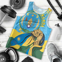 Personalized Rwanda Independence Day Men Tank Top Coat Of Arms Imigongo Pattern