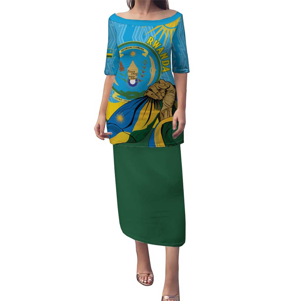 Personalized Rwanda Independence Day Puletasi Coat Of Arms Imigongo Pattern