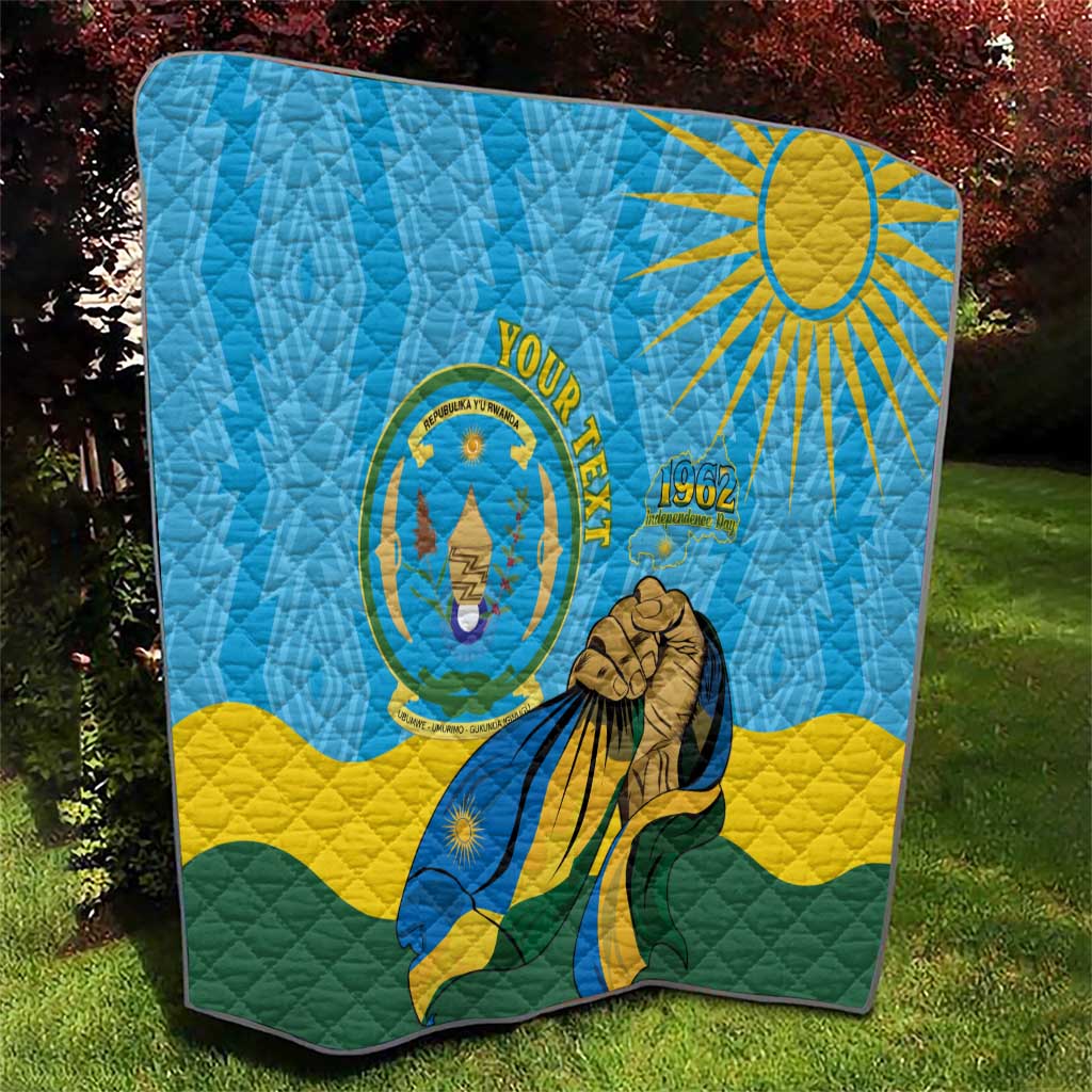 Personalized Rwanda Independence Day Quilt Coat Of Arms Imigongo Pattern