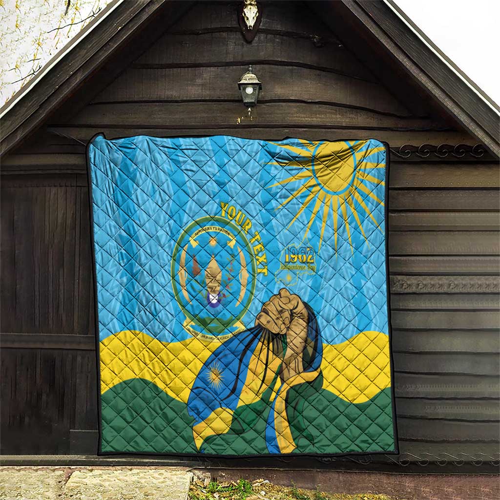 Personalized Rwanda Independence Day Quilt Coat Of Arms Imigongo Pattern