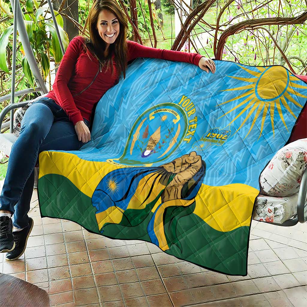Personalized Rwanda Independence Day Quilt Coat Of Arms Imigongo Pattern