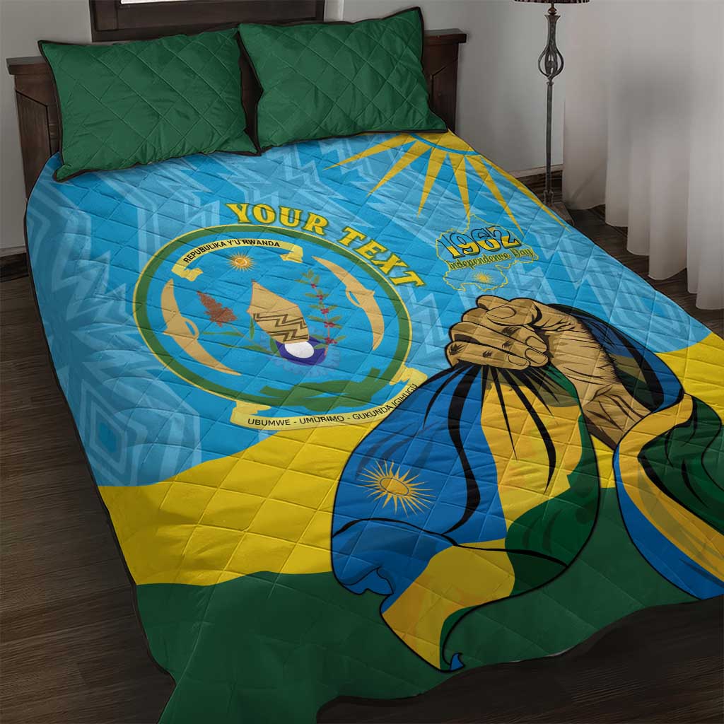 Personalized Rwanda Independence Day Quilt Bed Set Coat Of Arms Imigongo Pattern
