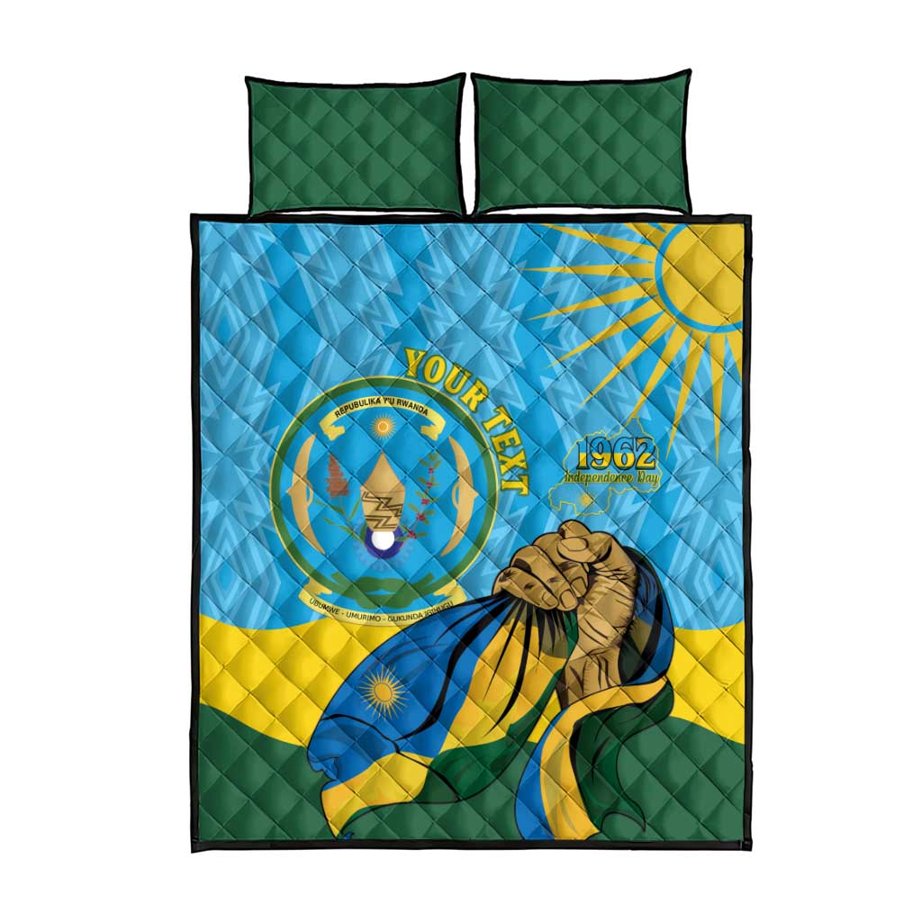 Personalized Rwanda Independence Day Quilt Bed Set Coat Of Arms Imigongo Pattern
