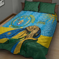 Personalized Rwanda Independence Day Quilt Bed Set Coat Of Arms Imigongo Pattern