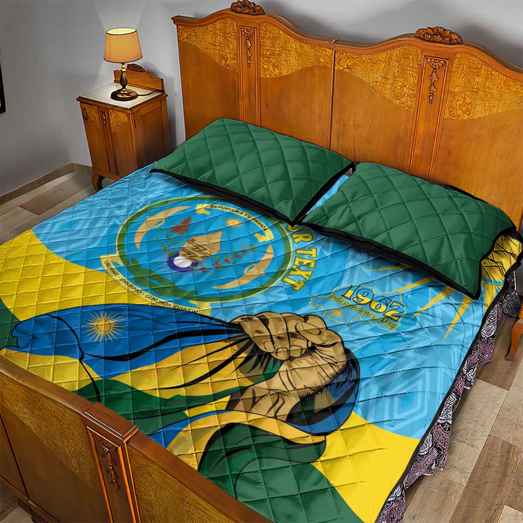 Personalized Rwanda Independence Day Quilt Bed Set Coat Of Arms Imigongo Pattern