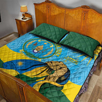 Personalized Rwanda Independence Day Quilt Bed Set Coat Of Arms Imigongo Pattern
