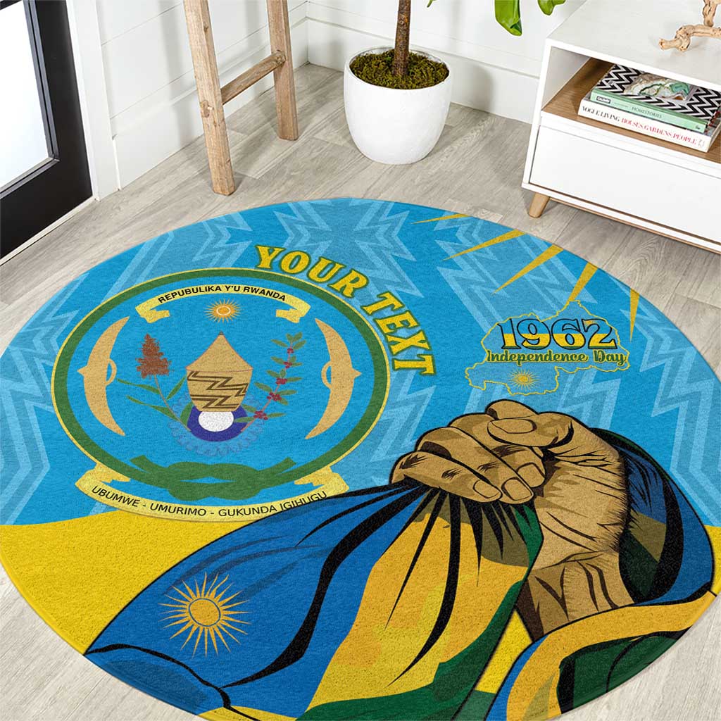Personalized Rwanda Independence Day Round Carpet Coat Of Arms Imigongo Pattern