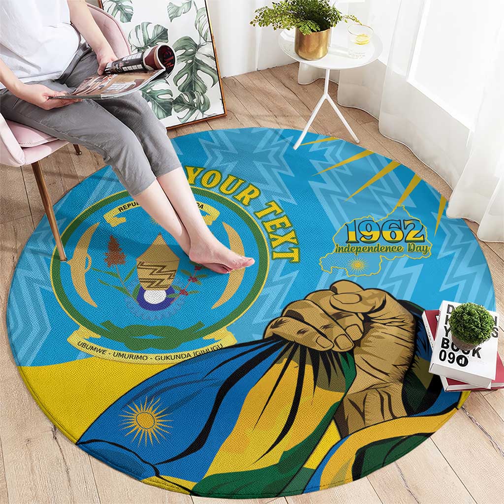 Personalized Rwanda Independence Day Round Carpet Coat Of Arms Imigongo Pattern