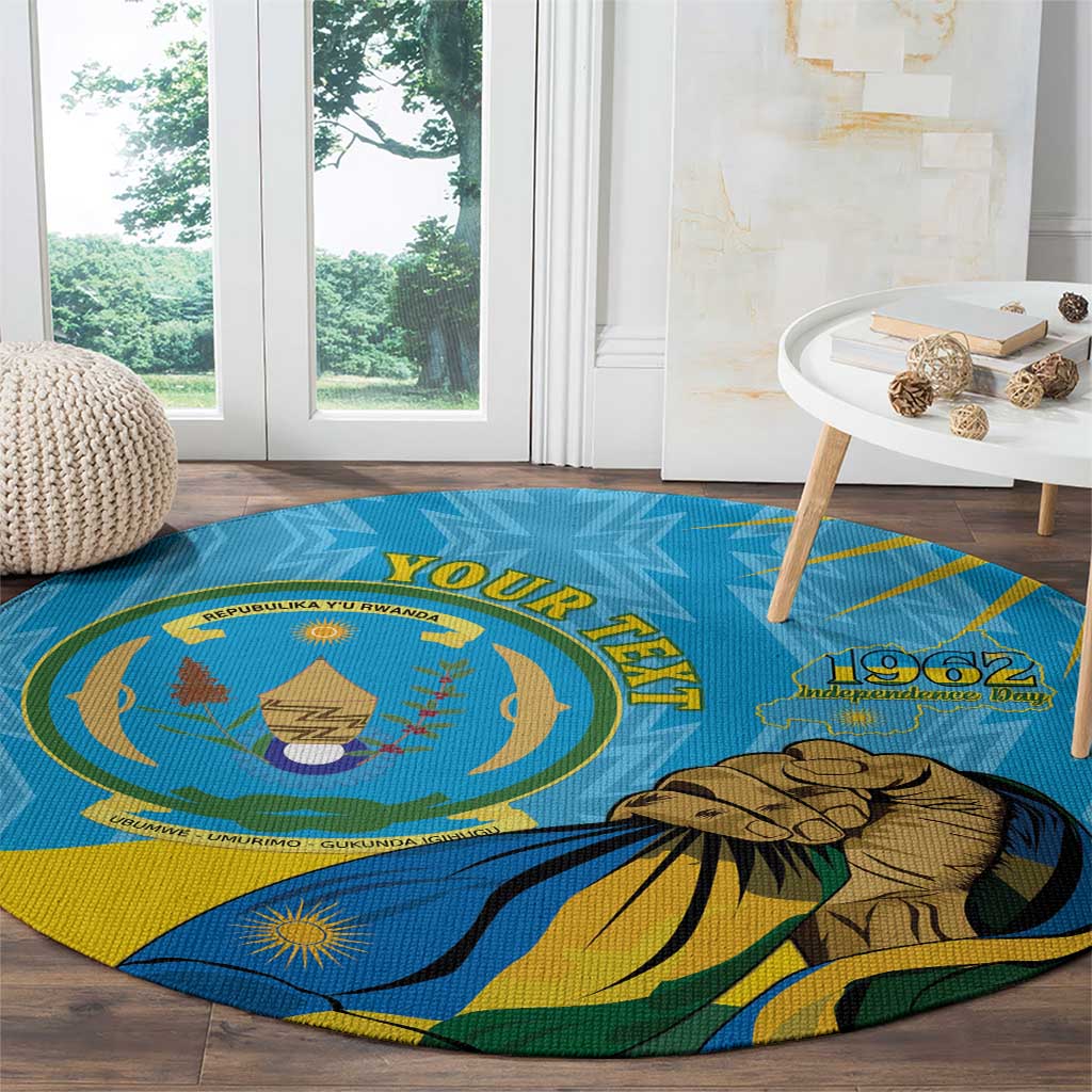 Personalized Rwanda Independence Day Round Carpet Coat Of Arms Imigongo Pattern