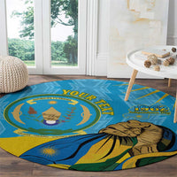 Personalized Rwanda Independence Day Round Carpet Coat Of Arms Imigongo Pattern