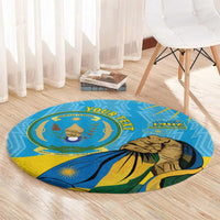 Personalized Rwanda Independence Day Round Carpet Coat Of Arms Imigongo Pattern