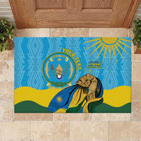 Personalized Rwanda Independence Day Rubber Doormat Coat Of Arms Imigongo Pattern