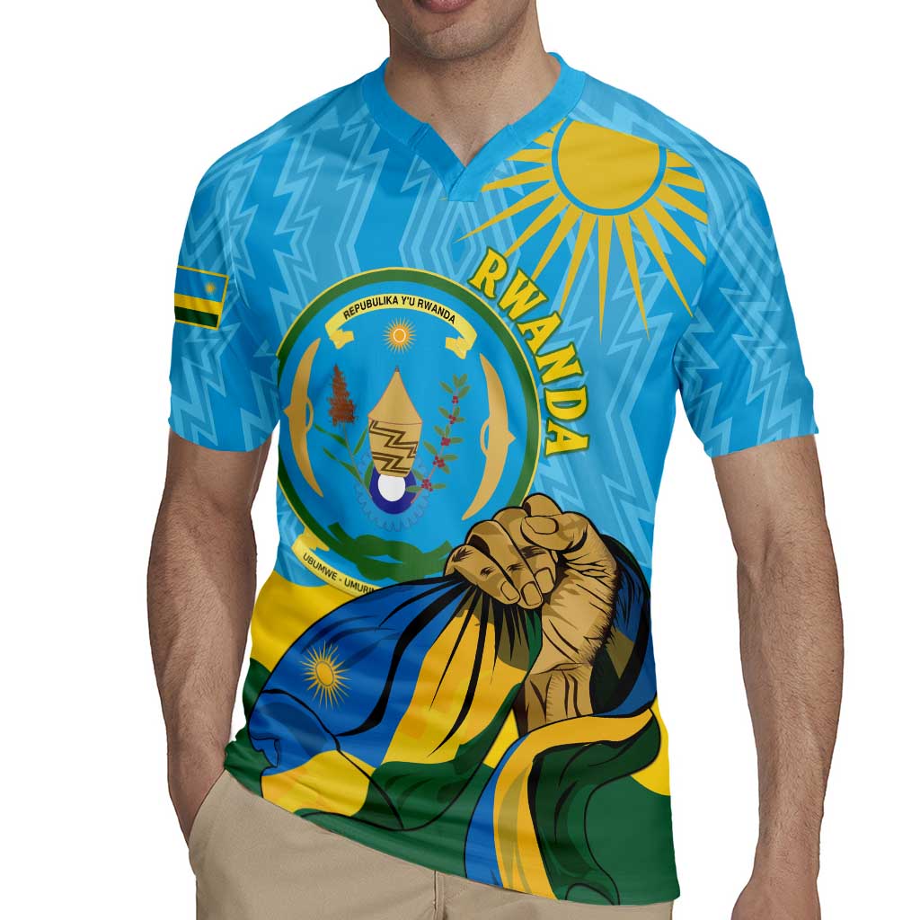 Personalized Rwanda Independence Day Rugby Jersey Coat Of Arms Imigongo Pattern