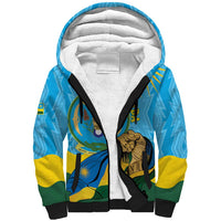 Personalized Rwanda Independence Day Sherpa Hoodie Coat Of Arms Imigongo Pattern