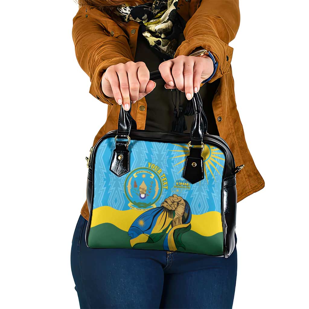 Personalized Rwanda Independence Day Shoulder Handbag Coat Of Arms Imigongo Pattern