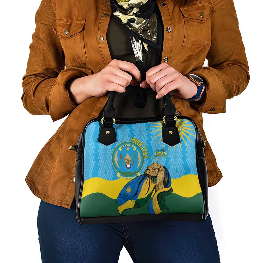 Personalized Rwanda Independence Day Shoulder Handbag Coat Of Arms Imigongo Pattern