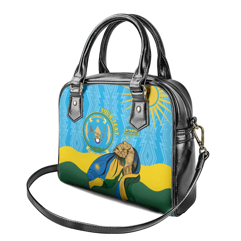 Personalized Rwanda Independence Day Shoulder Handbag Coat Of Arms Imigongo Pattern