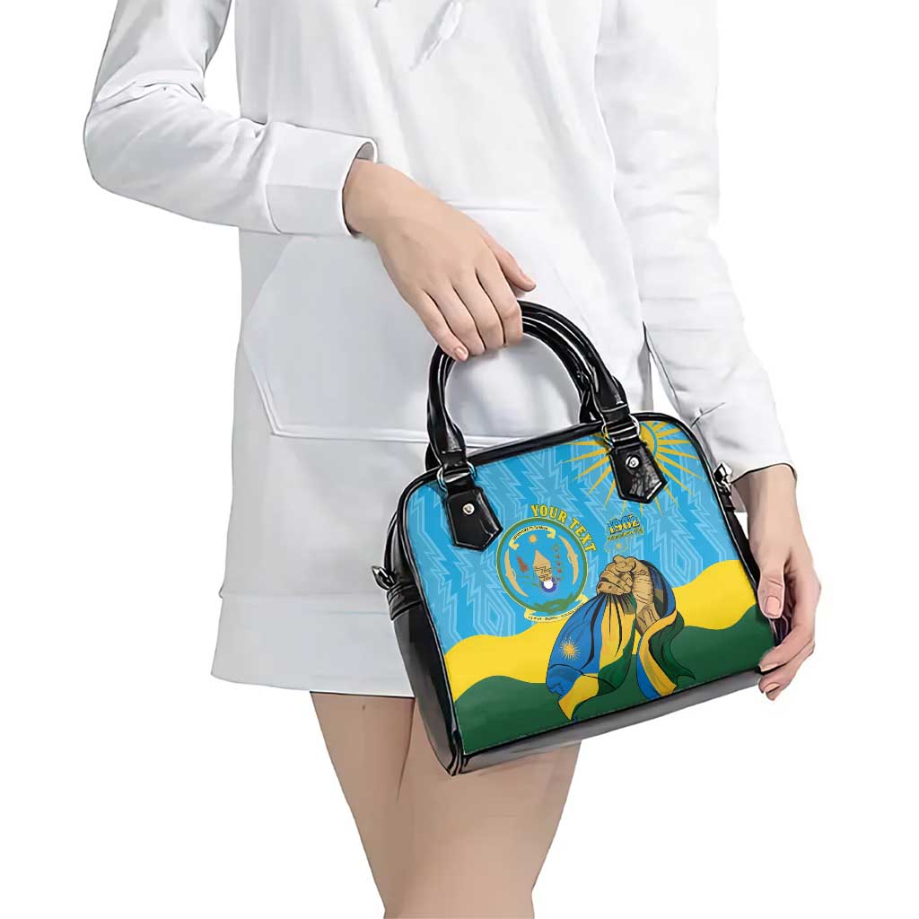 Personalized Rwanda Independence Day Shoulder Handbag Coat Of Arms Imigongo Pattern