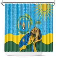 Personalized Rwanda Independence Day Shower Curtain Coat Of Arms Imigongo Pattern