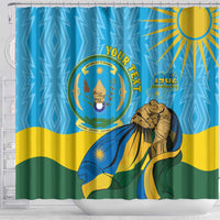 Personalized Rwanda Independence Day Shower Curtain Coat Of Arms Imigongo Pattern