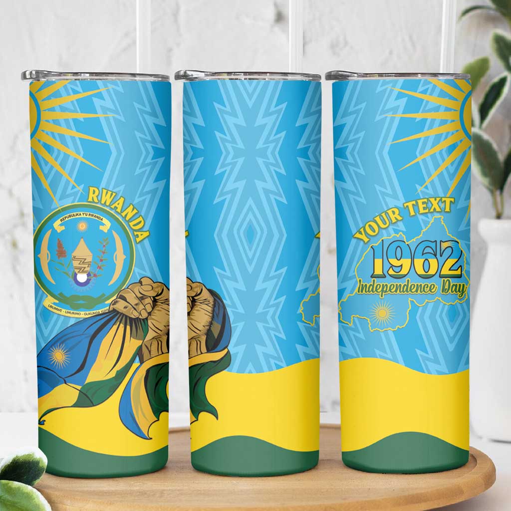 Personalized Rwanda Independence Day Skinny Tumbler Coat Of Arms Imigongo Pattern