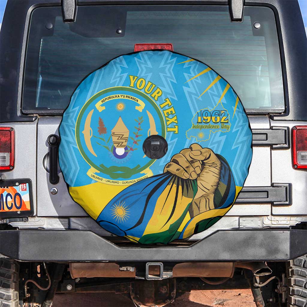 Personalized Rwanda Independence Day Spare Tire Cover Coat Of Arms Imigongo Pattern