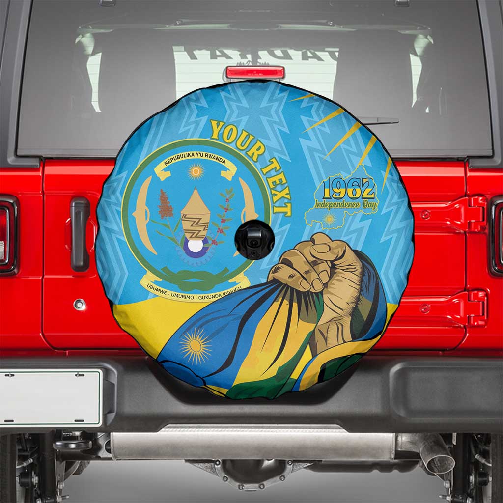 Personalized Rwanda Independence Day Spare Tire Cover Coat Of Arms Imigongo Pattern