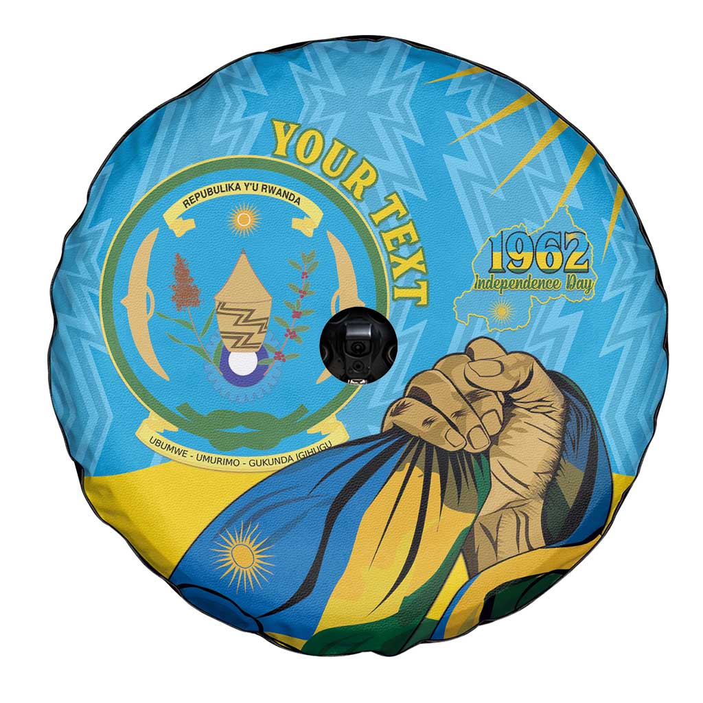 Personalized Rwanda Independence Day Spare Tire Cover Coat Of Arms Imigongo Pattern