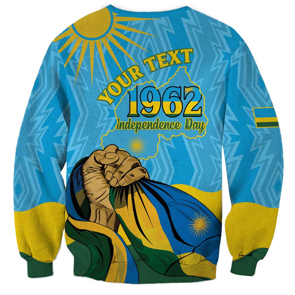 Personalized Rwanda Independence Day Sweatshirt Coat Of Arms Imigongo Pattern