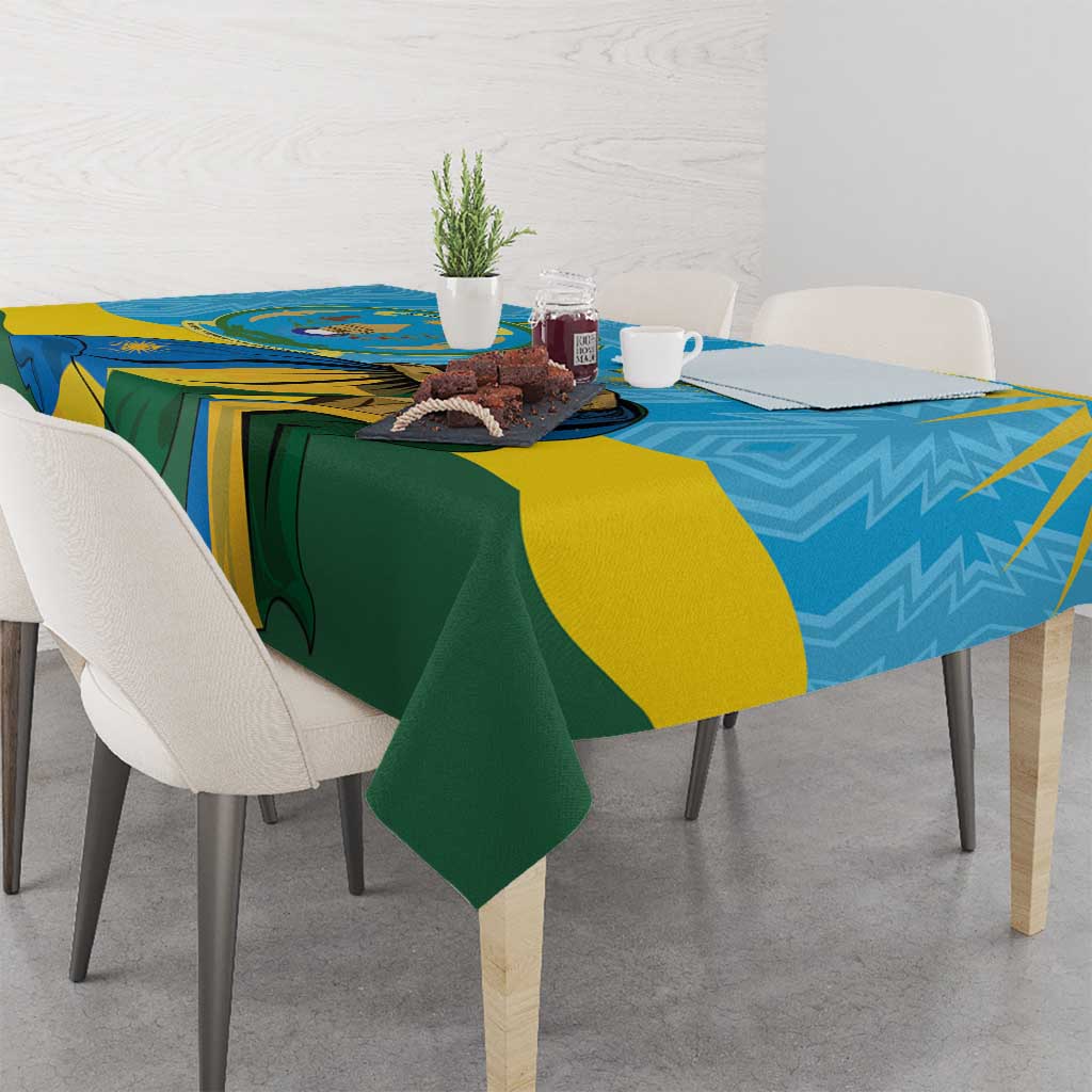 Personalized Rwanda Independence Day Tablecloth Coat Of Arms Imigongo Pattern