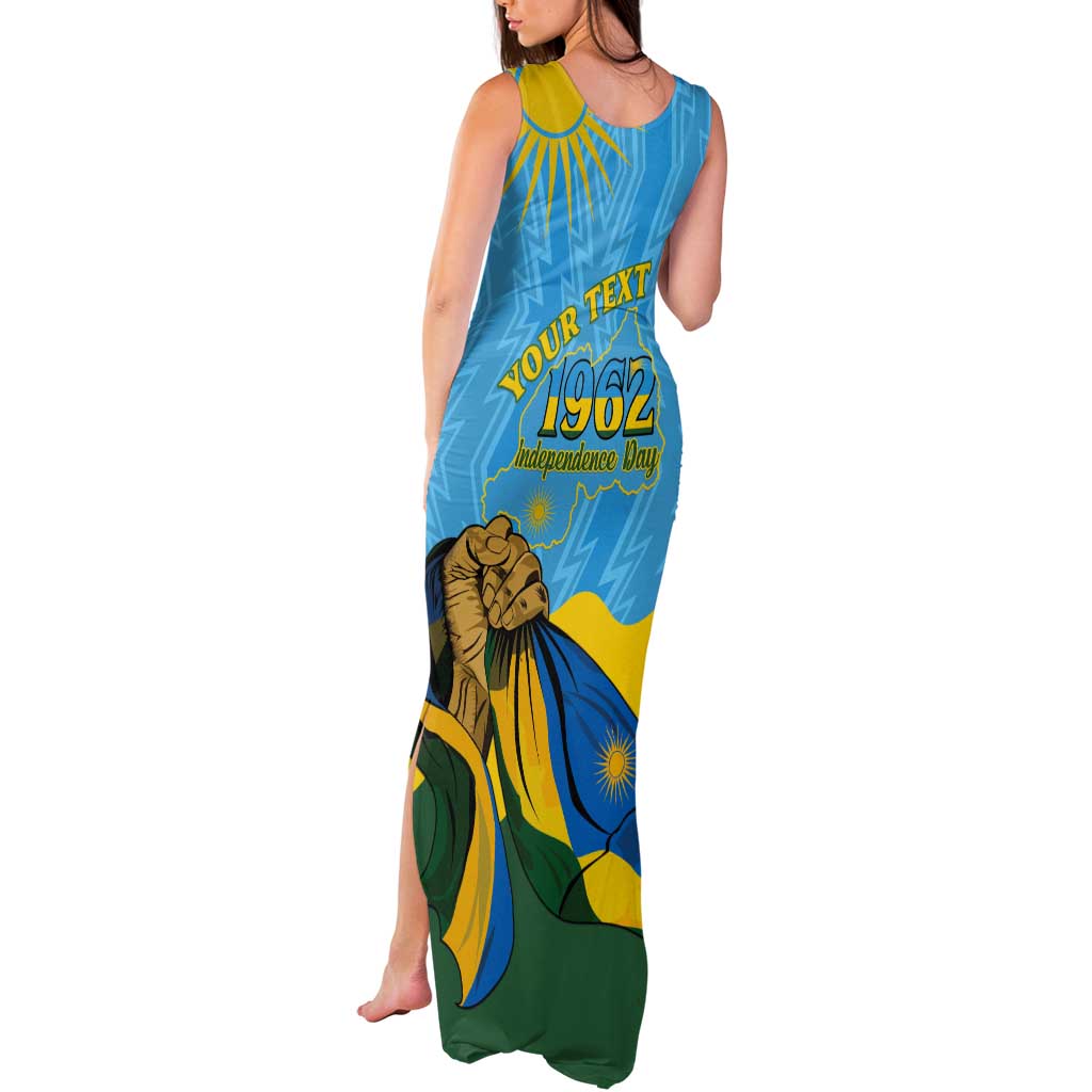 Personalized Rwanda Independence Day Tank Maxi Dress Coat Of Arms Imigongo Pattern