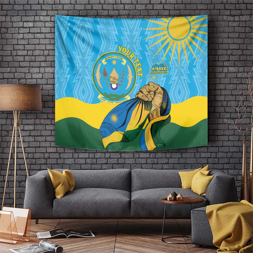 Personalized Rwanda Independence Day Tapestry Coat Of Arms Imigongo Pattern