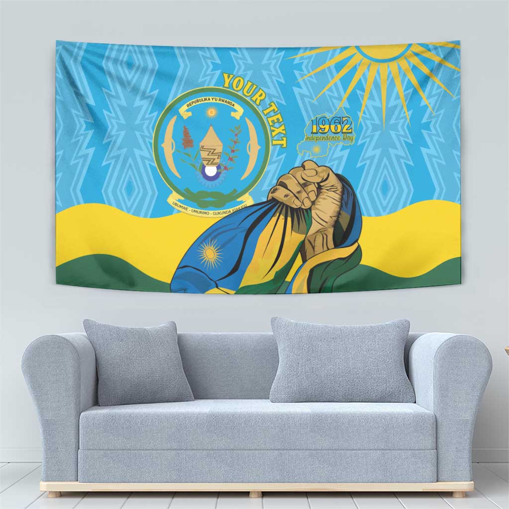 Personalized Rwanda Independence Day Tapestry Coat Of Arms Imigongo Pattern