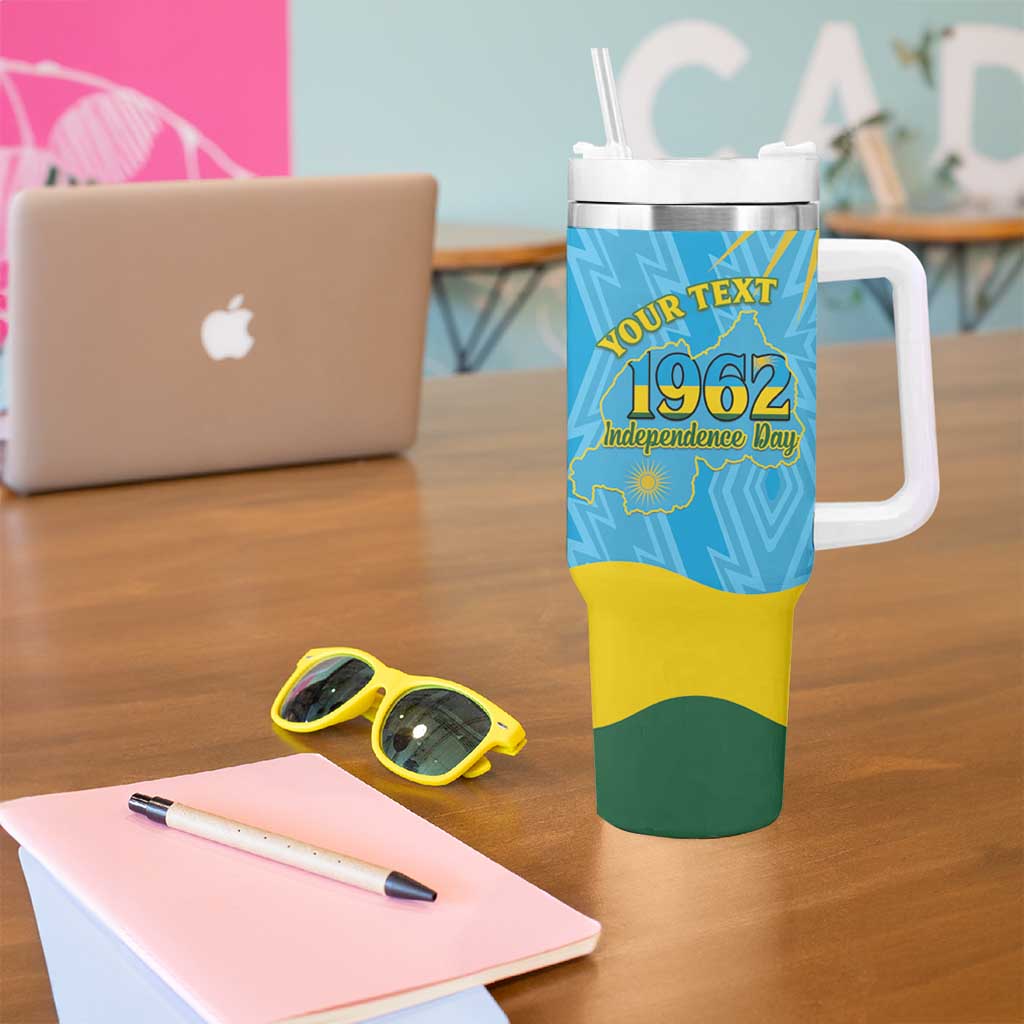 Personalized Rwanda Independence Day Tumbler With Handle Coat Of Arms Imigongo Pattern