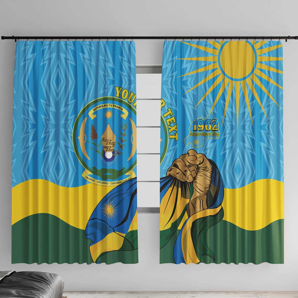 Personalized Rwanda Independence Day Window Curtain Coat Of Arms Imigongo Pattern