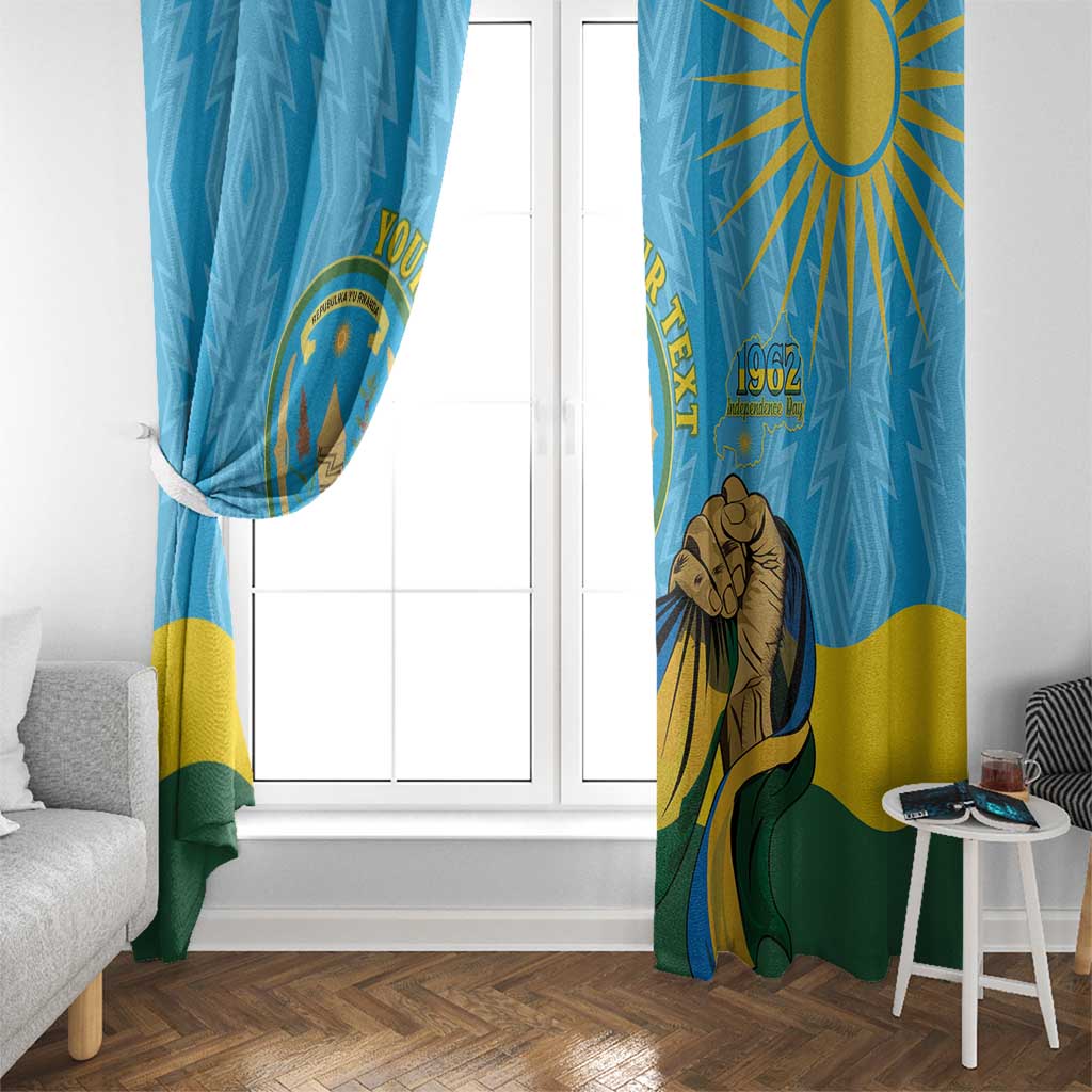 Personalized Rwanda Independence Day Window Curtain Coat Of Arms Imigongo Pattern