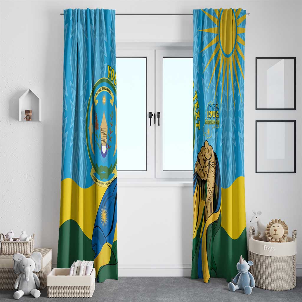 Personalized Rwanda Independence Day Window Curtain Coat Of Arms Imigongo Pattern