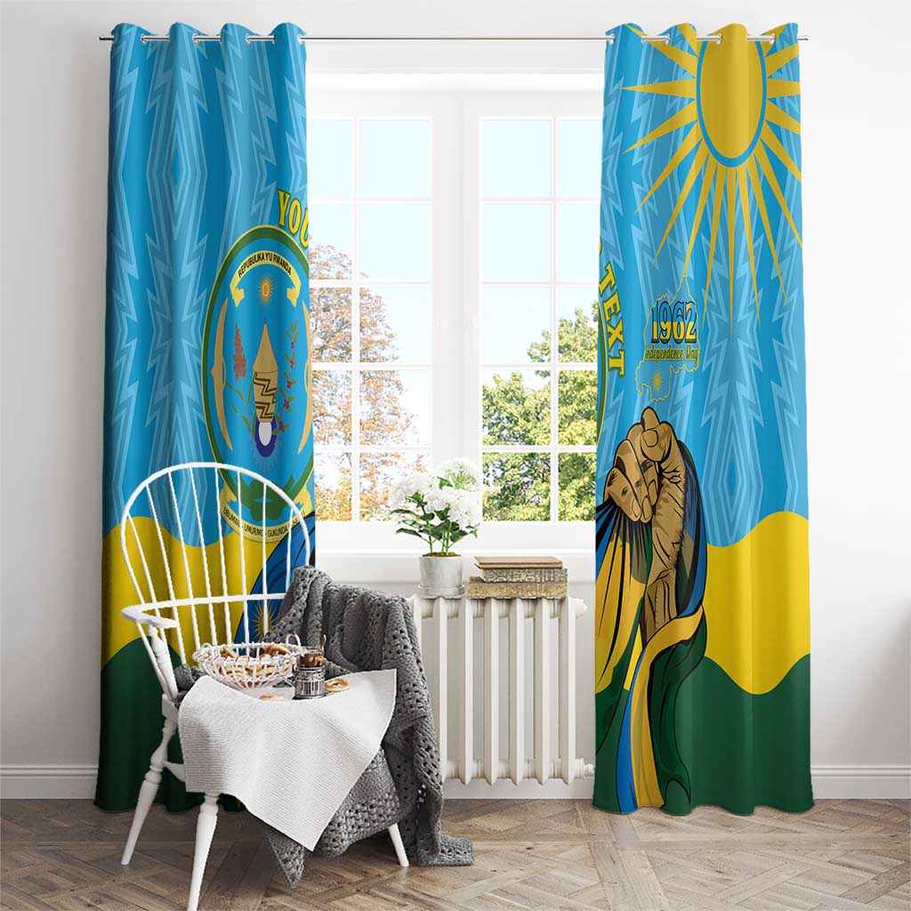 Personalized Rwanda Independence Day Window Curtain Coat Of Arms Imigongo Pattern