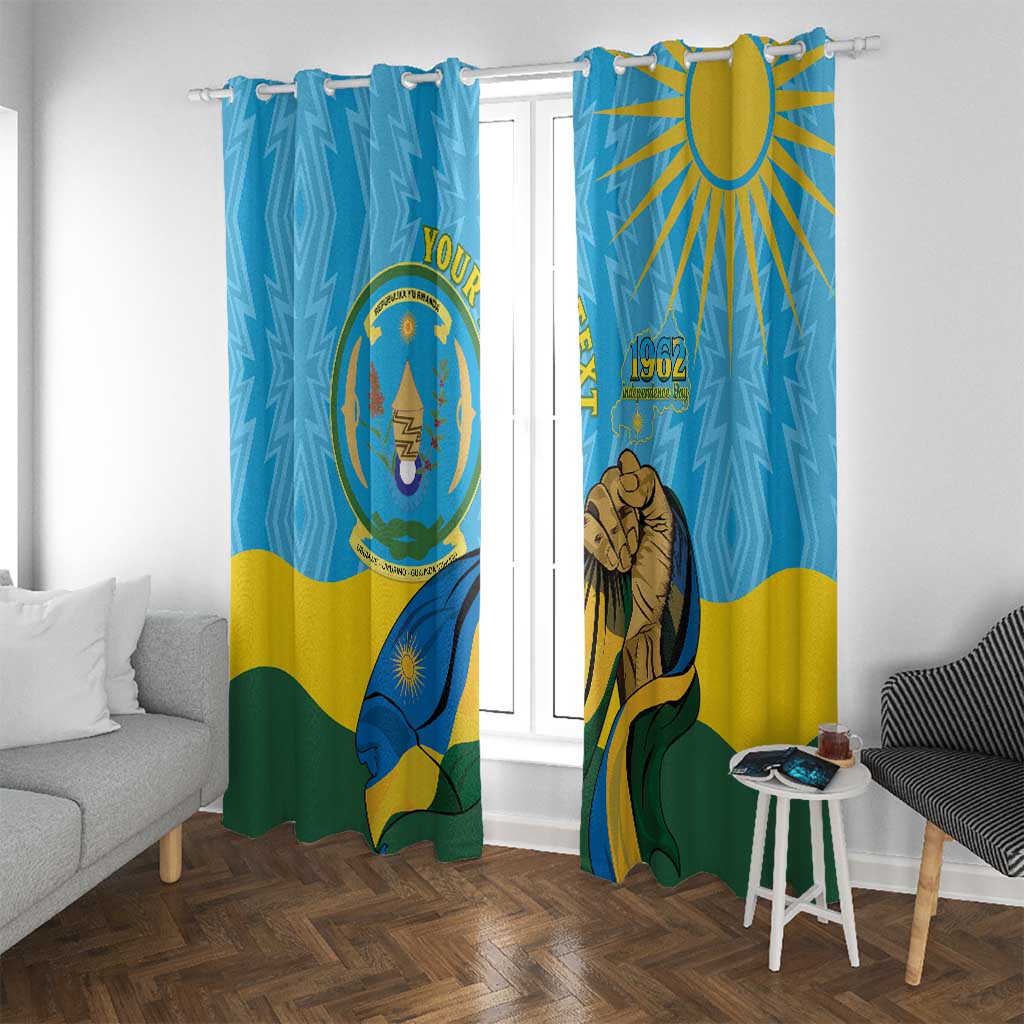 Personalized Rwanda Independence Day Window Curtain Coat Of Arms Imigongo Pattern