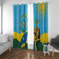 Personalized Rwanda Independence Day Window Curtain Coat Of Arms Imigongo Pattern