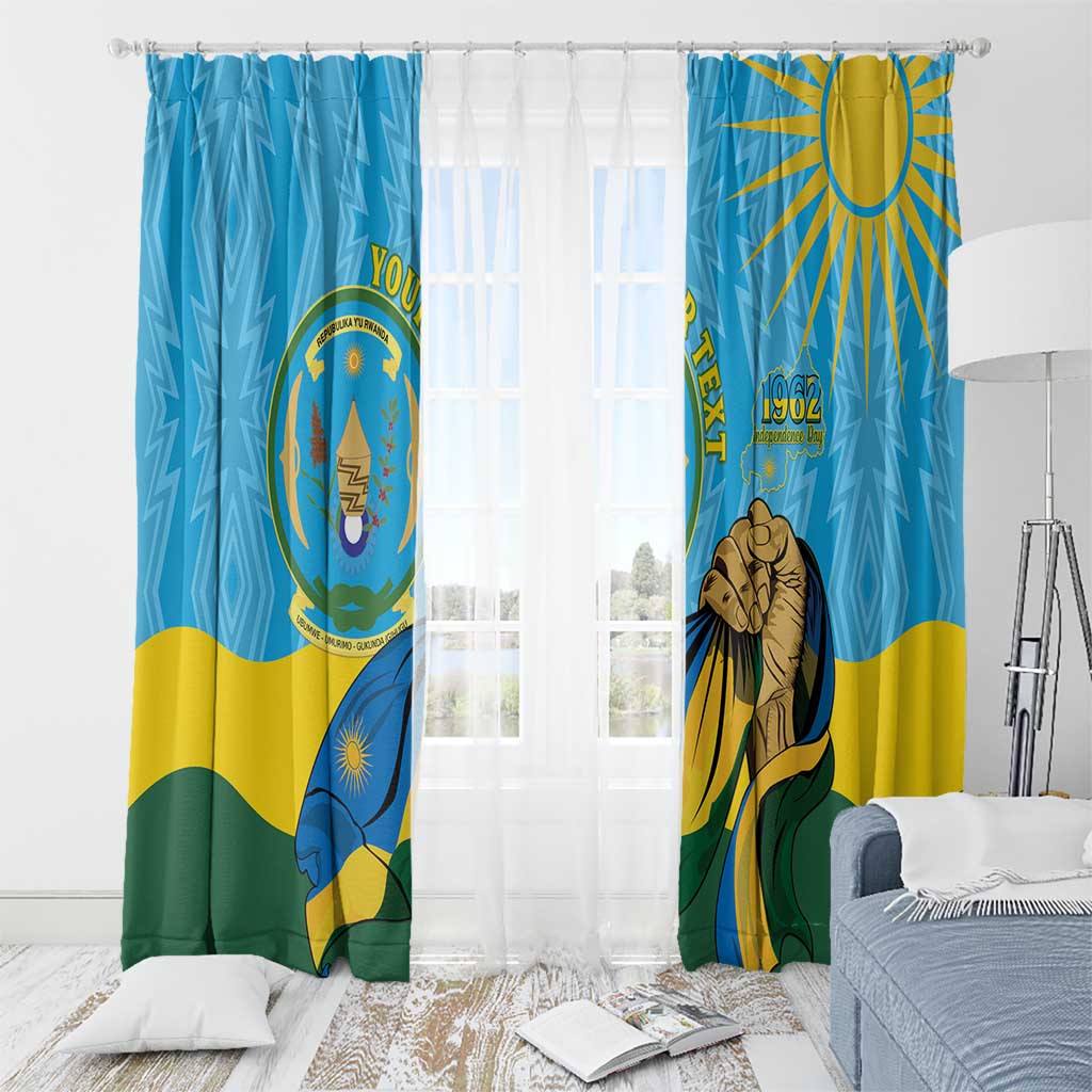 Personalized Rwanda Independence Day Window Curtain Coat Of Arms Imigongo Pattern